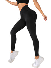 Women's Leggings Workout Cross Waist Elastic Bubble Butt Fitness Seamless Yoga Sports Tight Pants