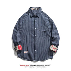 Retro Striped Workwear Shirt Women