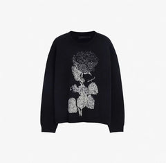 Floral Jacquard Knit Pullover Sweater