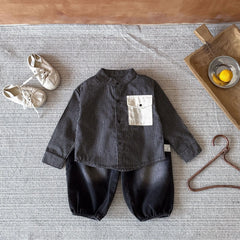 Striped Pocket Baby Long Shirt