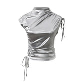 Shirred Half Turtleneck Tee Women