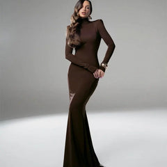 Backless Turtleneck Slim Maxi Dress