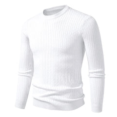 Autumn Mens Crew Neck Sweaters Long Sleeve Lightweight Knit Ribbed Dress Pullover Sweaters Outdoor Casual Twist Cable Sweaters