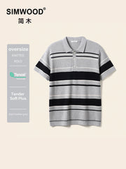 Oversize Striped Knit Summer Polo