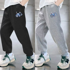 Boys' Off-Road Truck Print Joggers – Casual Sweatpants for Spring, Autumn, and Winter