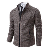 Stand Collar Fleece Zip Cardigan