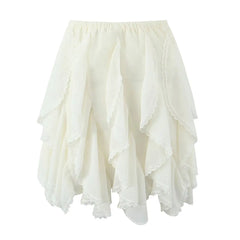 Summer Clothes Pleated Skirts Women Mini Skirts Luxury Designer Ruffle Skirts Elegant Japanese Y2k Black Lace Skirts Lace Trim