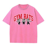 Vintage Washed T-shirts 100% Cotton Gym Muscle Rat Print Crew Neck Tshirts Casual Goth Hip Hop Streetwear Women Men Summer Tee