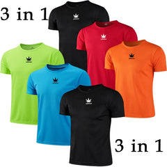 3 in 1 Workout Shirt for Men Athletic Running Gym Quick Dry Short Sleeve Performance Moisture Wicking T-Shirt