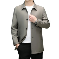 Solid Lapel Business Trench Coat