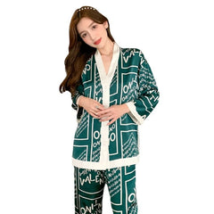 Ice Silk V Neck Pajama Set
