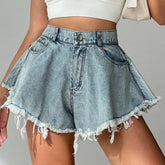 Tassel Denim Wide Beach Shorts