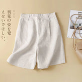 Shzxssfy Purple Button Linen Shorts