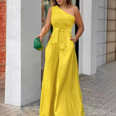 Irregular Off Shoulder Wide Jumpsuit