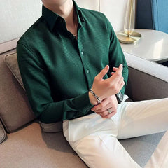 Slim Waffle Business Shirt Men
