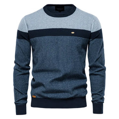 Spliced Cotton Knit Pullover