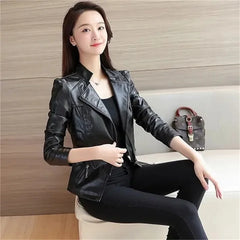 Slim Faux Leather Casual Jacket
