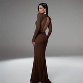 Backless Turtleneck Slim Maxi Dress
