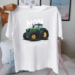 Tractor Mom Birthday Graphic Cotton T-Shirt