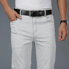 Men's Beige Loose Jeans Fashion Denim Pants For Men Casual Wide Leg Trousers Flared Jeans
