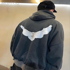 Dove Print Kanye Hoodie Men Women Streetwear 1:1 Sweatshirt High Quality Loose Double-Layer Heavy Fabric Pullover Ovesize hoodes