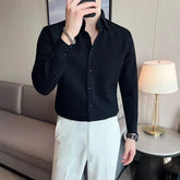 Slim Waffle Business Shirt Men
