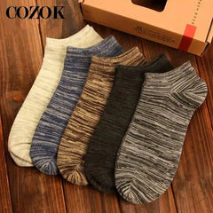 Striped Breathable Ankle Socks for Men (2 Pairs)