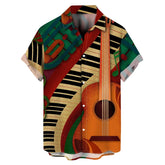 Hawaiian Music Print Shirt Men