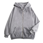 High Street Hoodie Men Solid Color Zip Up Long Sleeve Loose Jacket Coats Casual Hooded Sweatshirt Y2K Fashion Outdoor Clothes