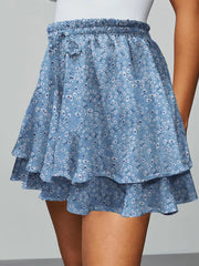 Boho Floral Mini Skirt with Ruffle Hem