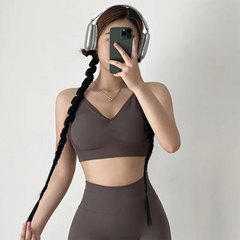 Women's Yoga Set Strappy Sports Bra & High Waisted Shorts | Quick Dry Padded Butt Lifting Workout Outfit for Running Traini