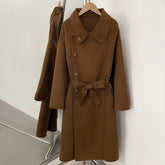 Belted Wool Blend Long Coat