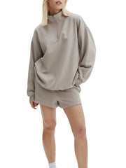 Velvet Zip Sweatshirt Shorts Set