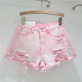 Slimming Ripped Wide Denim Shorts