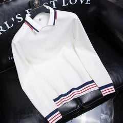 Waffle Stripe Long Sleeve Polo