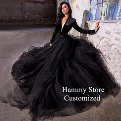 Black Gothic Bridal A-Line Gown
