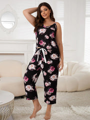 Floral V Neck Capri Pajama Set