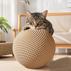 Large Sisal Cat Ball Toy, Interactive Self-Amusing Scratcher, Chew & Teeth Cleaning Toy for Kittens, Indoor Cats