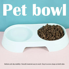 Non-Slip Double Pet Bowls Food & Water Feeder for Cats and Small Dogs BPA-Free Easy-Clean Raised Pet Dishes in 4 Colors