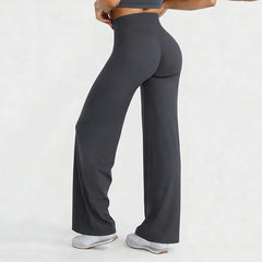 Sports Yoga High Waist Flared Leggings Women Gym Naked Feel Lift The Hips Wide Leg Pants Woman Pilates Running Sport Trousers