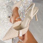 Women Rhinestone Pointed Toe Pumps