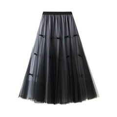 Women Skirt White Solid A-line Summer Simple Elegant Female French Style Fashion Vintage Long Skirt Oversized Women Skirt 0883