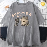 Minimalist Cat Print Casual Tee
