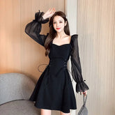 Coquette Lace-Up Mini A-Line Dress