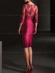 Elegant Mother of the Bride Dress 2025 Sheath Illusion Wedding Guest Dresses Satin Lace Pleated Customized Evening Party Gowns