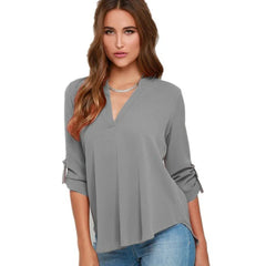 Elegant V Neck Chiffon Blouse