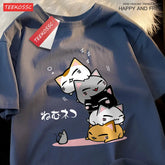 Stacked Cats Oversized Cotton Tee