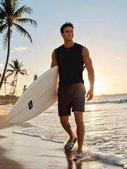 Mens Tank Tops Workout Sleeveless Shirts Summer Solid Color Polyester Quick Drying Tanks for Men Summer Beach Sports T-Shirts
