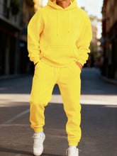 Man Hoodie Set Winter Solid Color Two Pices Sets Long-Length Street Clothes Casual Sports Sweatpant Hoody Unisex Fashion Suit