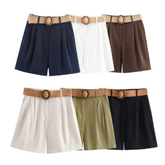 Women's Shorts High Waist Y2k Belt Short Woman Streetwear Harajuku Baggy Jeans Skort Beach Bermuda Pants Y 2k Summer New